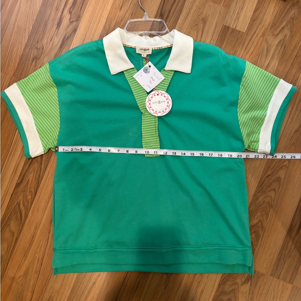 Umgee Polo style shirt in Green and White - Picture 9 of 9